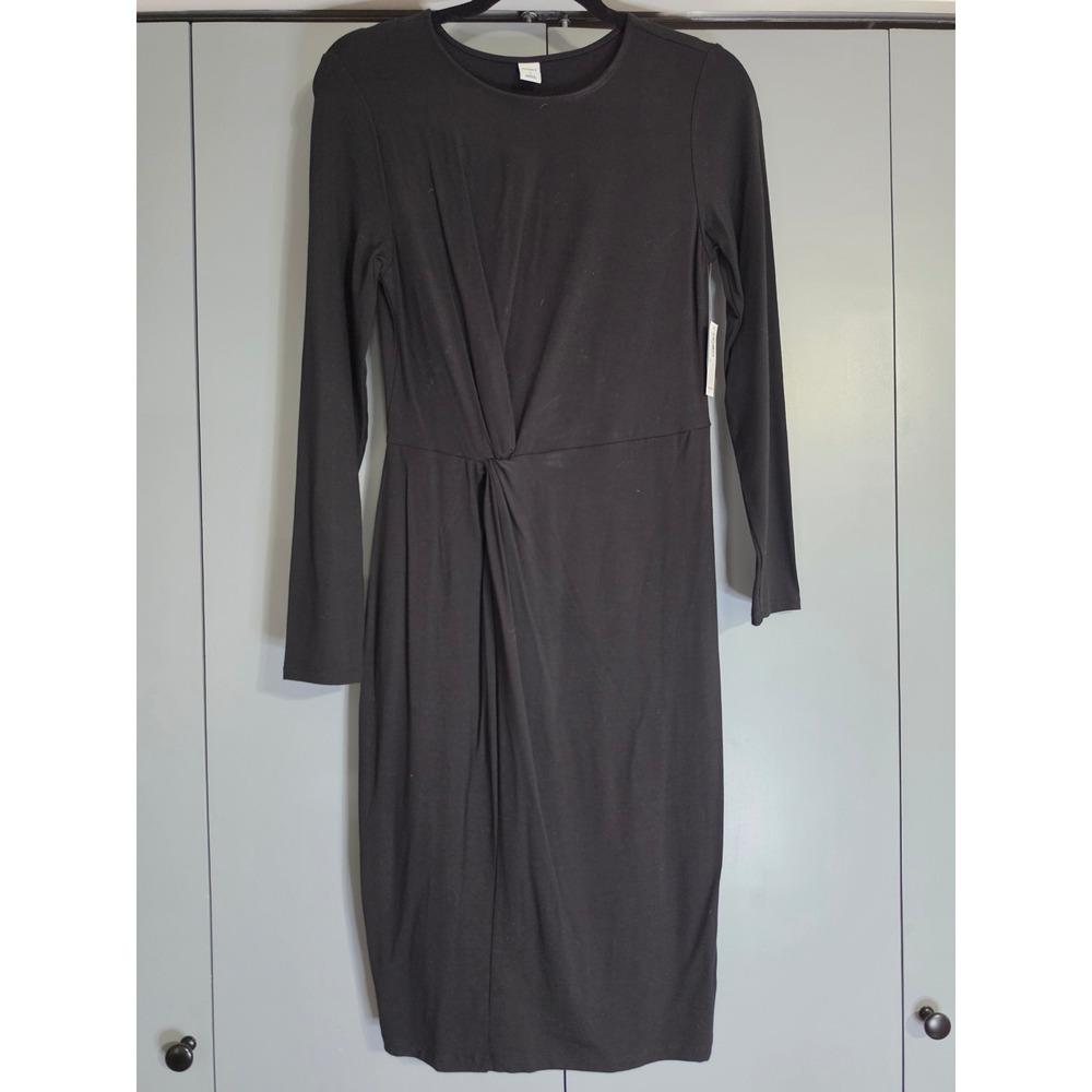 NWT Old Navy Twist Front Long Sleeve Midi Dress Small Black